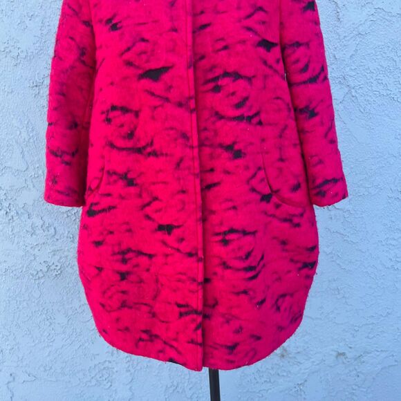 Y2k Hot Pink Cocoon Coat Boiled Wool Paris Fashion Size Medium - Picture 6 of 11